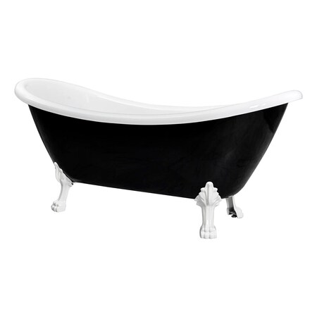 Castello Usa Daphne 69" Black Acrylic Clawfoot Tub With White Feet CB-26-69-B-T-WH
